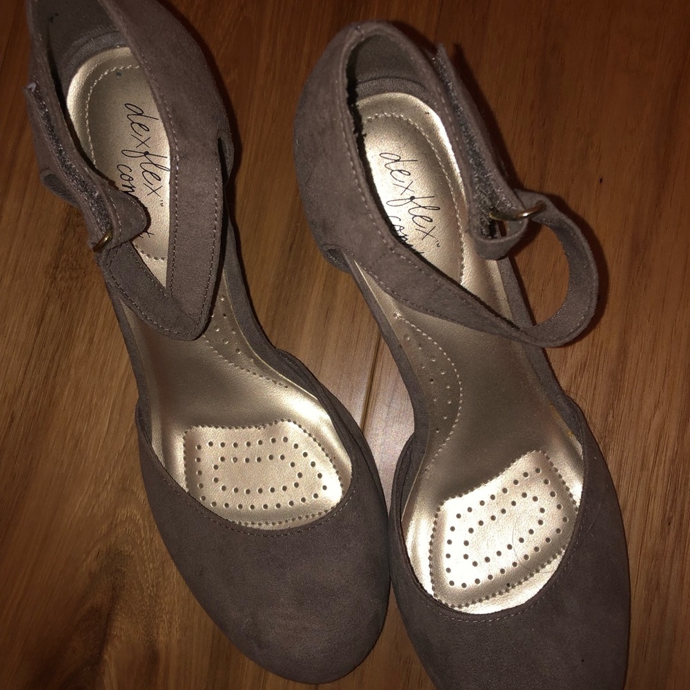 Beige block heels